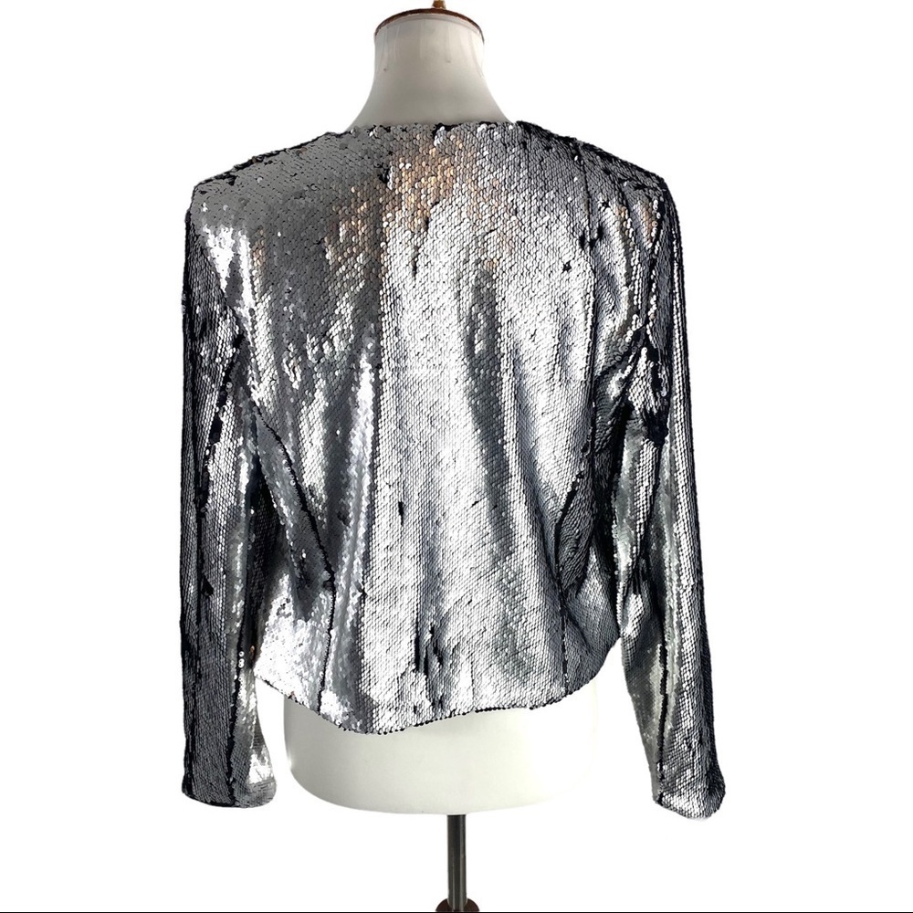 Chaser Sequin Sliver & Black Open Draped Jacket S… - image 6